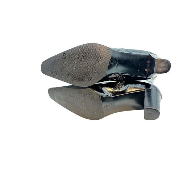 Black Patent Leather Mid-Calf Boots – Size 9 – Made in Italy, Re-Soled, 3.5” Hee - Picture 11 of 16